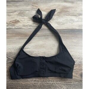 Xhilaration Halter Bikini Top Black Women's Size Medium Button Detail Padded